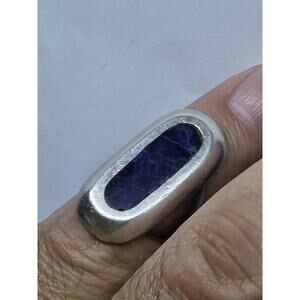VINTAGE HANDMADE MEXICAN STERLING SILVER 925 LAPIS LAZULI LARGE HEAVY RING